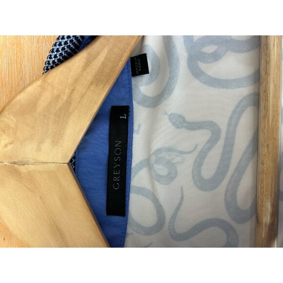 Greyson Polo Shirt Mens L White Navy Purple Snake Print Golf Performance Stretch - Picture 8 of 9